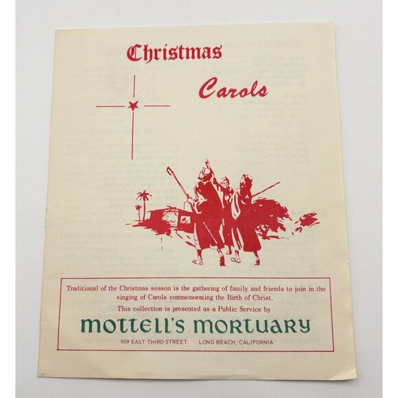 Mottells Mortuary Christmas Carols Booklet Long Beach CA 1950s Ephemera - Picture 7 of 7